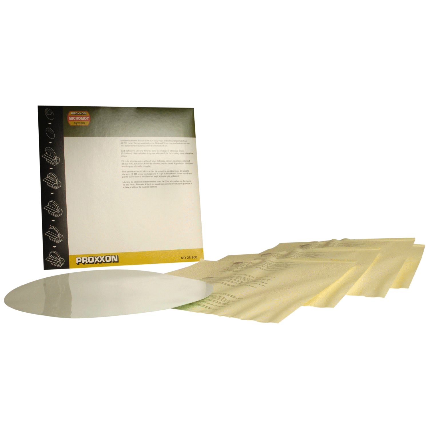 Self-adhesive silicone film for easy sanding disc replacement