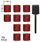 Conjunto de 10 lixas cilindricas, Ø14mm, grão 120 com aplicador